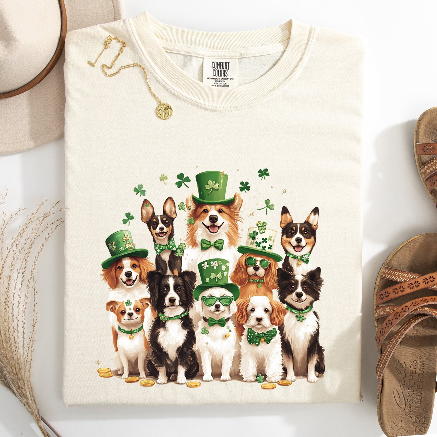 St Patrick's Dogs, Adorable, St Patrick's Day, Shamrock, Clover, Lucky, Leprechaun Tshirt Comfort Colors T-Shirt