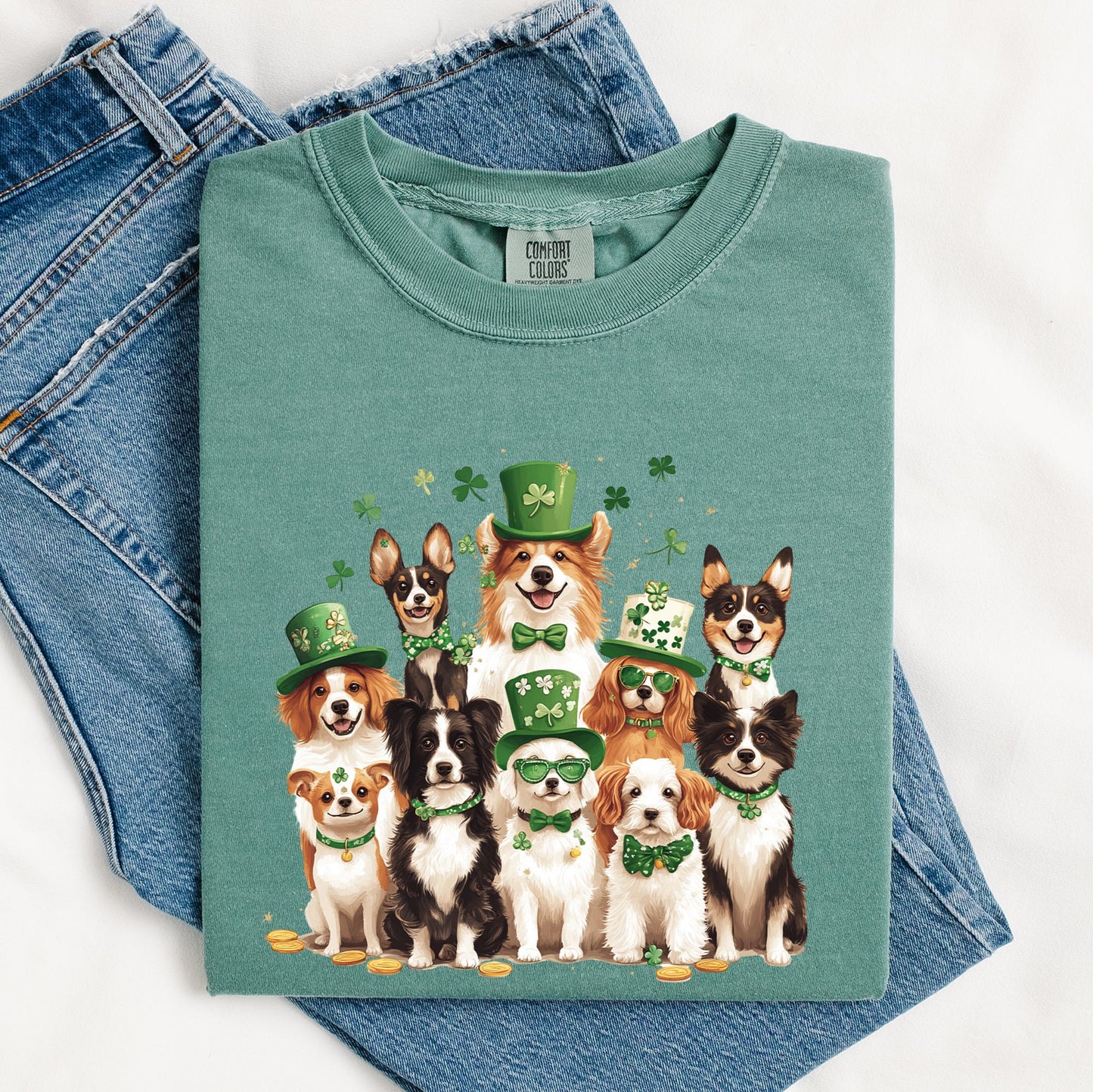 St Patrick's Dogs, Adorable, St Patrick's Day, Shamrock, Clover, Lucky, Leprechaun Tshirt Comfort Colors T-Shirt