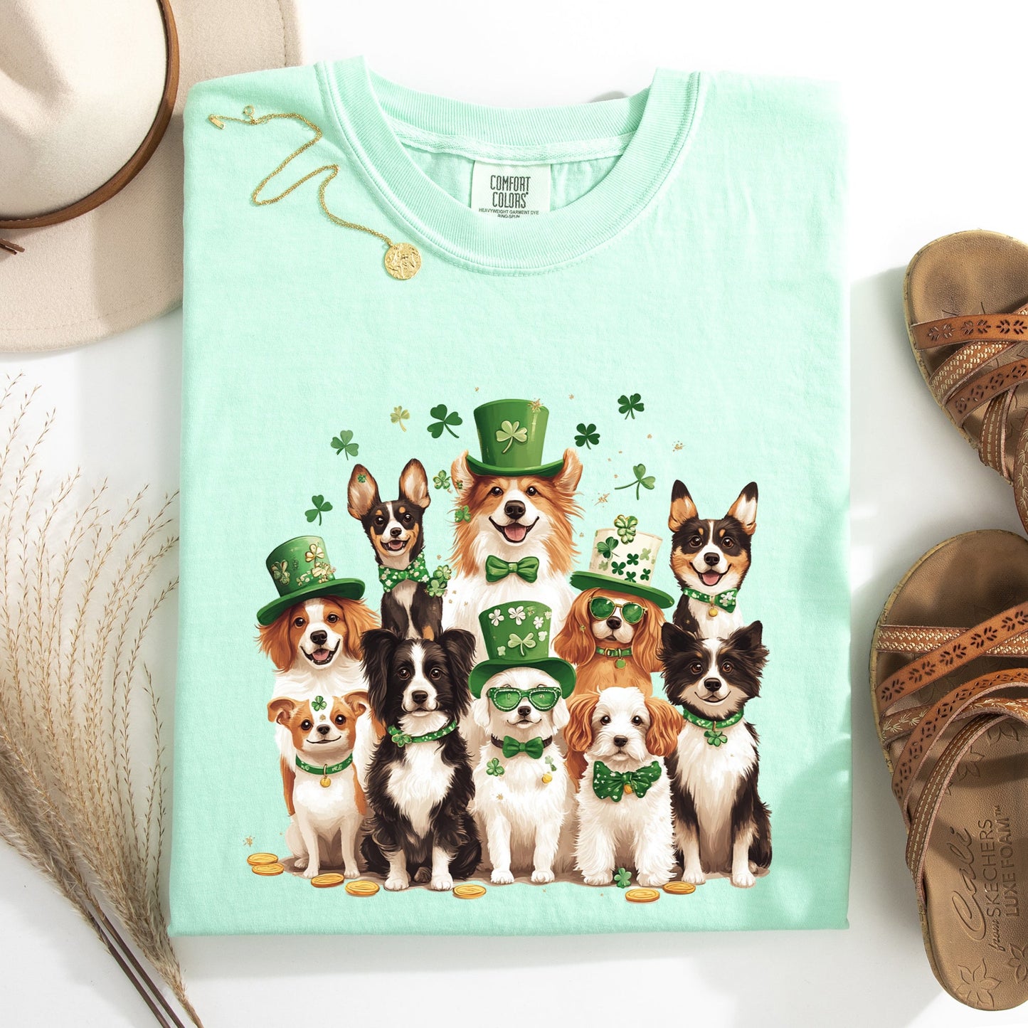 St Patrick's Dogs, Adorable, St Patrick's Day, Shamrock, Clover, Lucky, Leprechaun Tshirt Comfort Colors T-Shirt