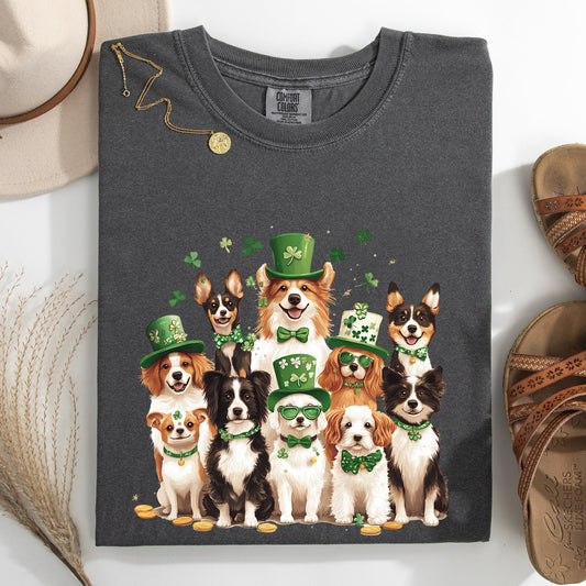 St Patrick's Dogs, Adorable, St Patrick's Day, Shamrock, Clover, Lucky, Leprechaun Tshirt Comfort Colors T-Shirt