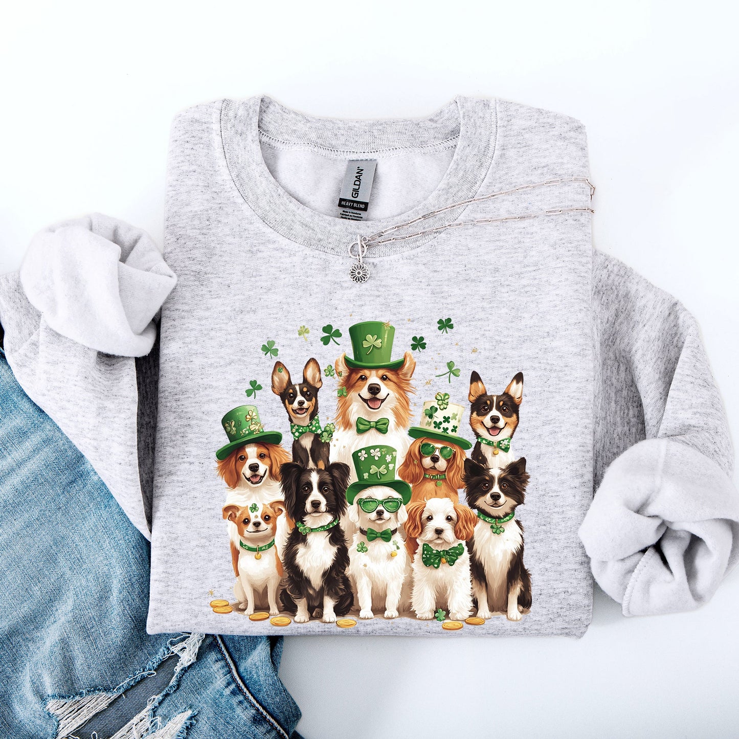 St Patrick's Dogs, Adorable, St Patrick's Day, Shamrock, Clover, Lucky, Leprechaun Sweatshirt