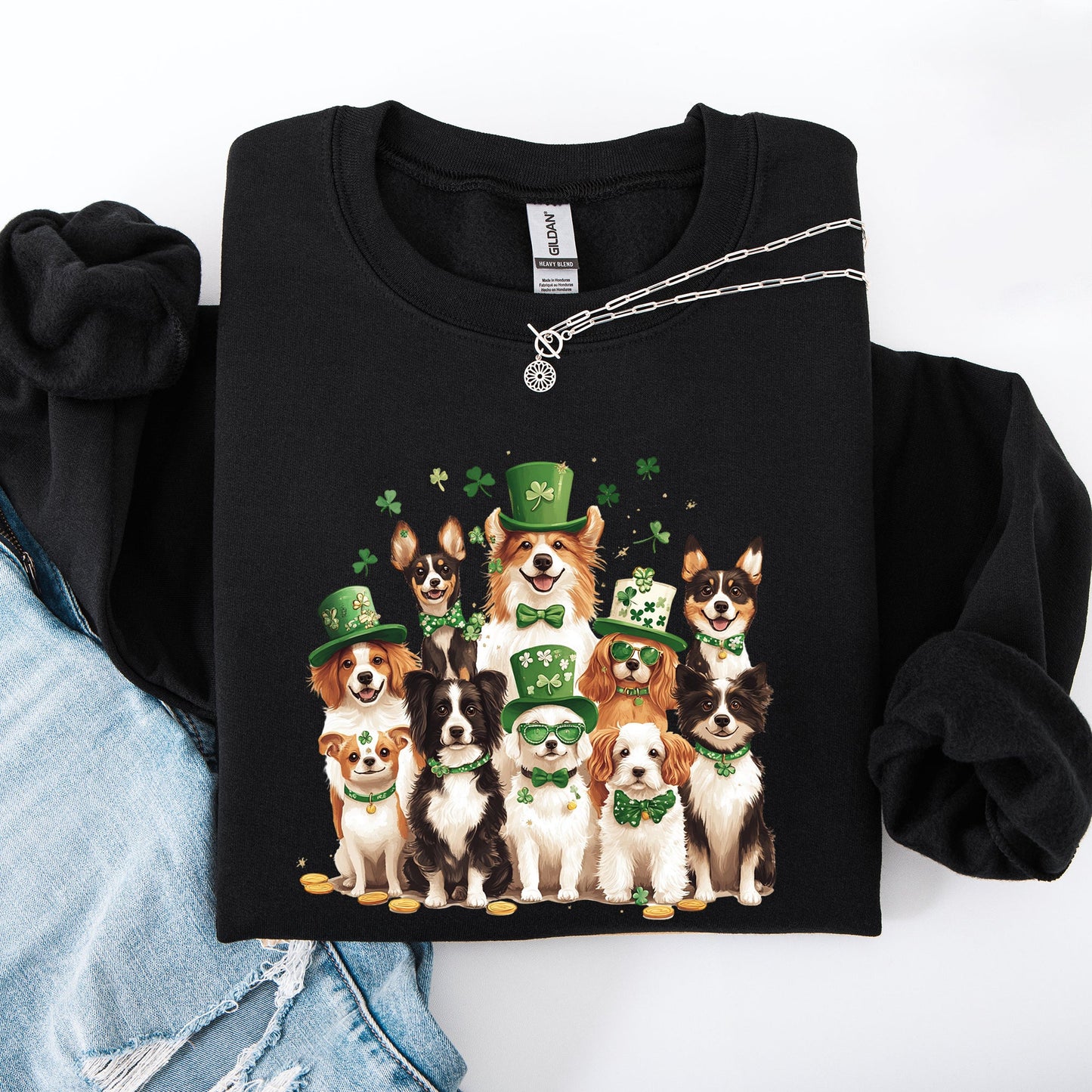 St Patrick's Dogs, Adorable, St Patrick's Day, Shamrock, Clover, Lucky, Leprechaun Sweatshirt