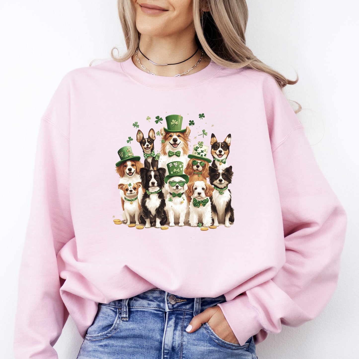 St Patrick's Dogs, Adorable, St Patrick's Day, Shamrock, Clover, Lucky, Leprechaun Sweatshirt