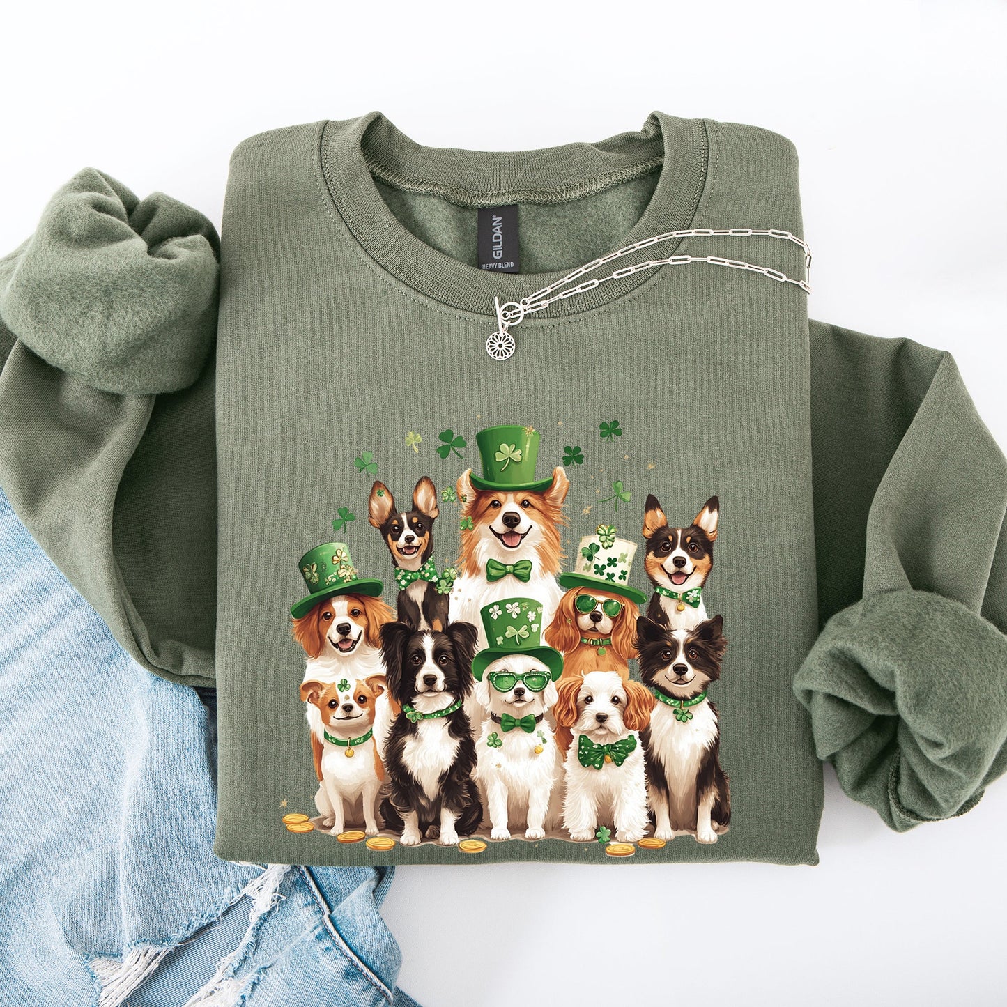 St Patrick's Dogs, Adorable, St Patrick's Day, Shamrock, Clover, Lucky, Leprechaun Sweatshirt
