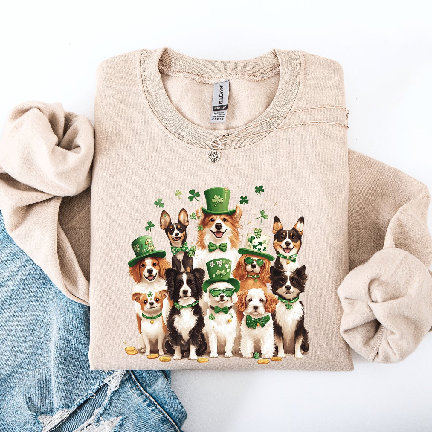 St Patrick's Dogs, Adorable, St Patrick's Day, Shamrock, Clover, Lucky, Leprechaun Sweatshirt