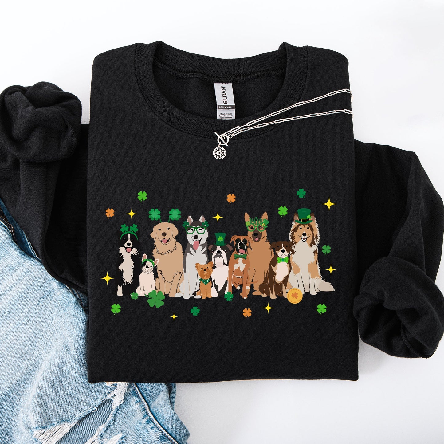 St Patrick's Dogs, Cute, St Patrick's Day, Shamrock, Clover, Lucky, Leprechaun Sweatshirt