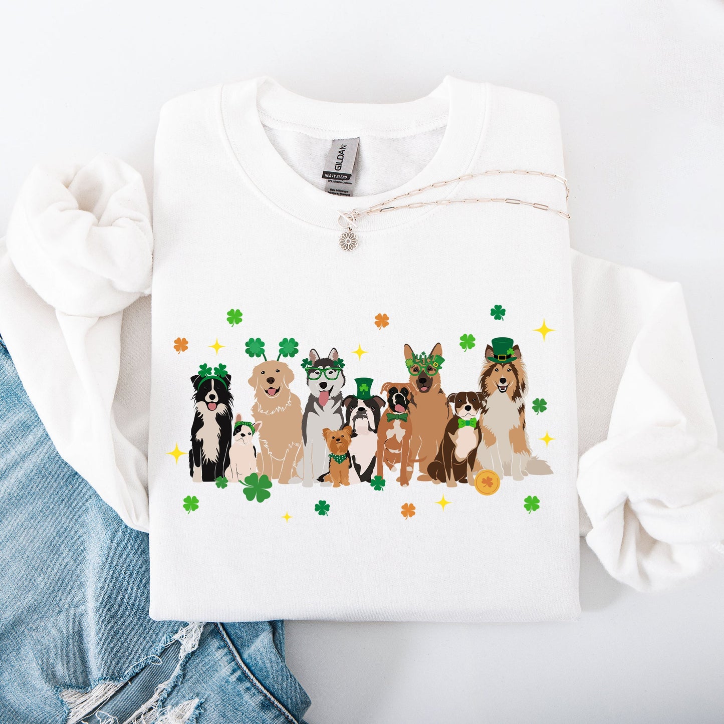 St Patrick's Dogs, Cute, St Patrick's Day, Shamrock, Clover, Lucky, Leprechaun Sweatshirt