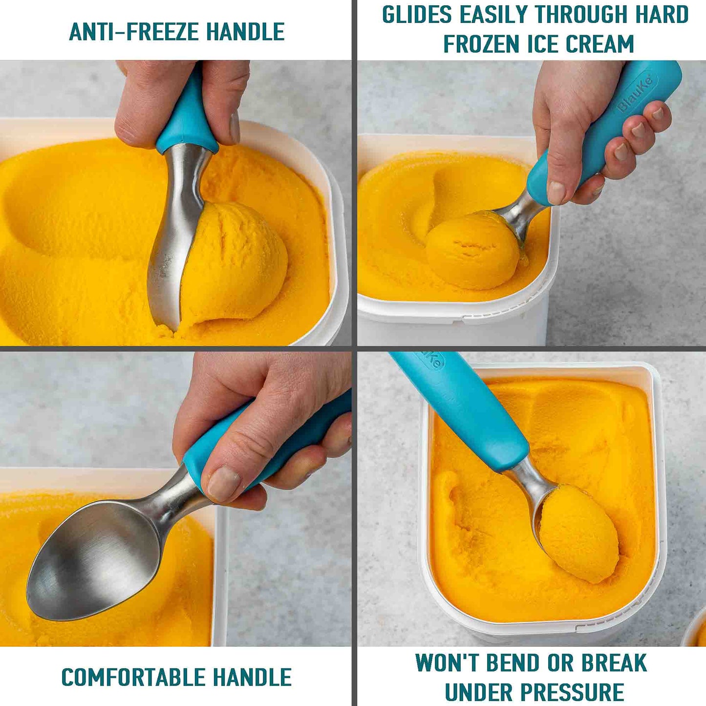 Stainless Steel Ice Cream Scoop - Professional Ice Scooper | Kitchen + Metal