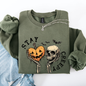 Stay Creepy, Halloween, Pumpkin Heart, Skeleton, Cute, Bats, Spooky Sweatshirt