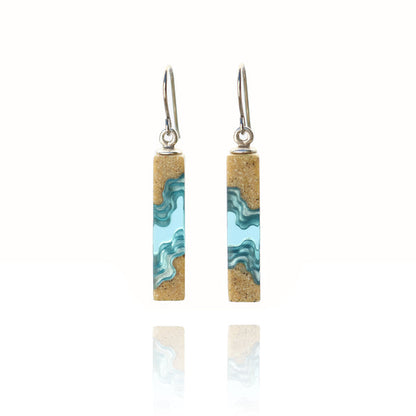 Strait Earrings – Aqua & Ultramarine Resin Rectangle Drops