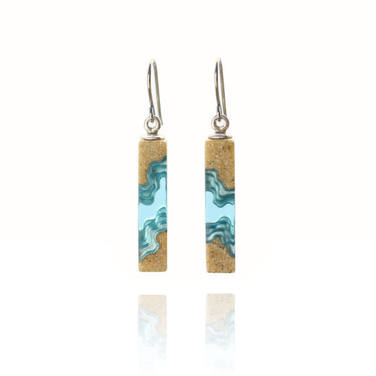Strait Earrings – Aqua & Ultramarine Resin Rectangle Drops