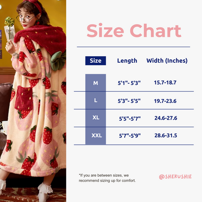 Cozy Strawberry Plush Robe