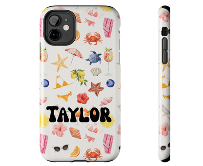 Customizable: Tropical Summer Phone Case, Vivid Coastal Design, Perfect Gift for Beach Lovers, Vacation Memories, Durable Tough Cases