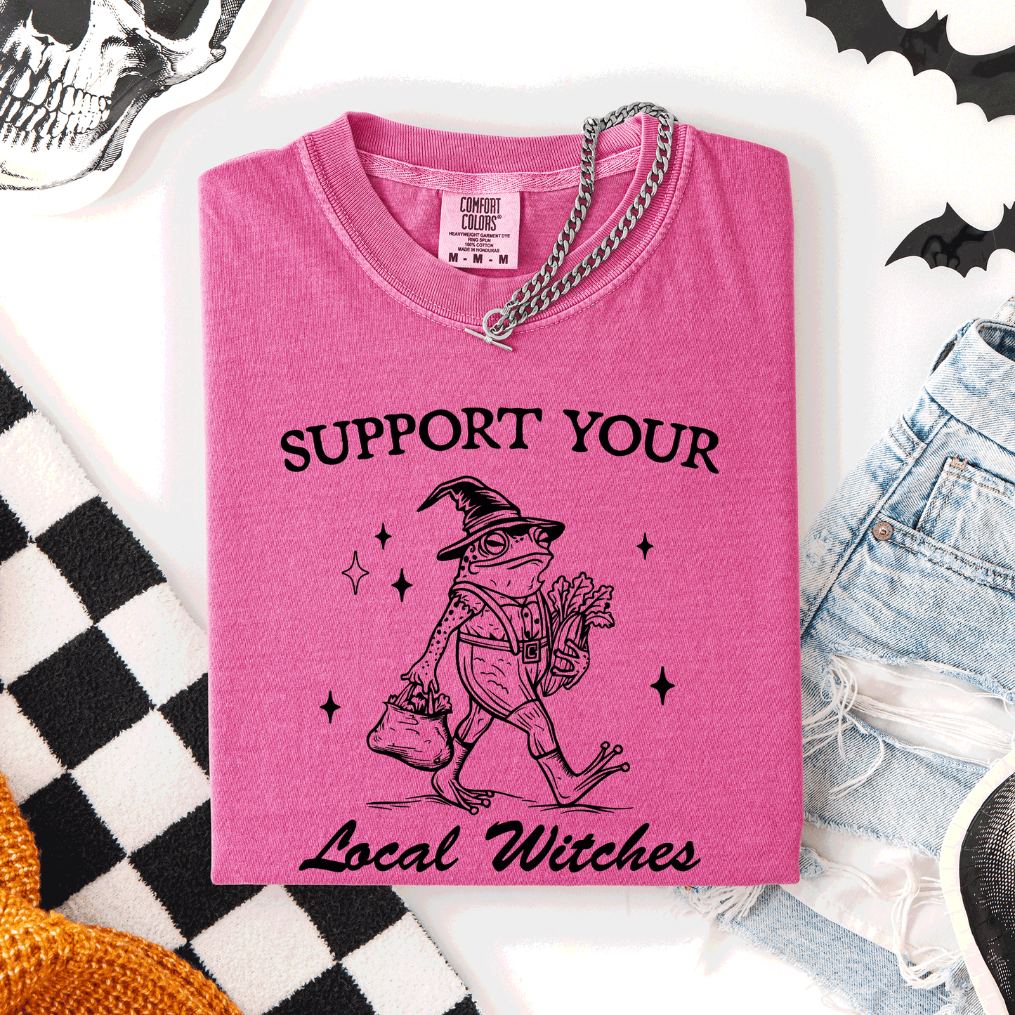 Support Your Local Witches, Frog, Halloween, Witch, Comfort Colors T-Shirt