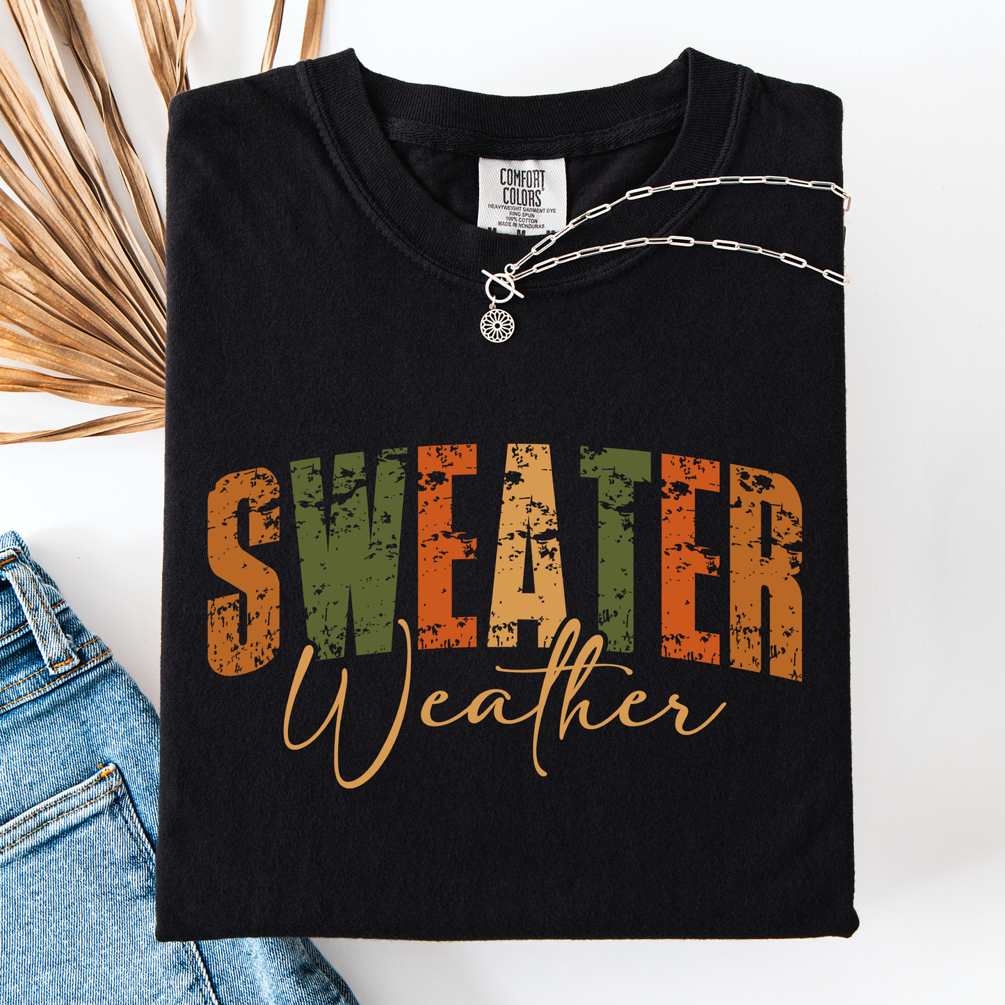 Sweater Weather, Fall, Retro Varsity, Autumn, Pumpkin, Comfort Colors T-Shirt