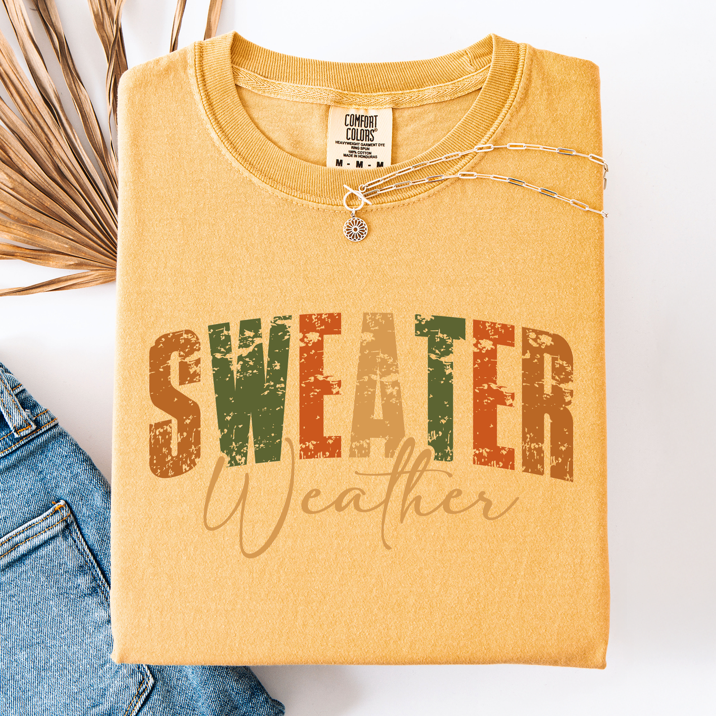 Sweater Weather, Fall, Retro Varsity, Autumn, Pumpkin, Comfort Colors T-Shirt