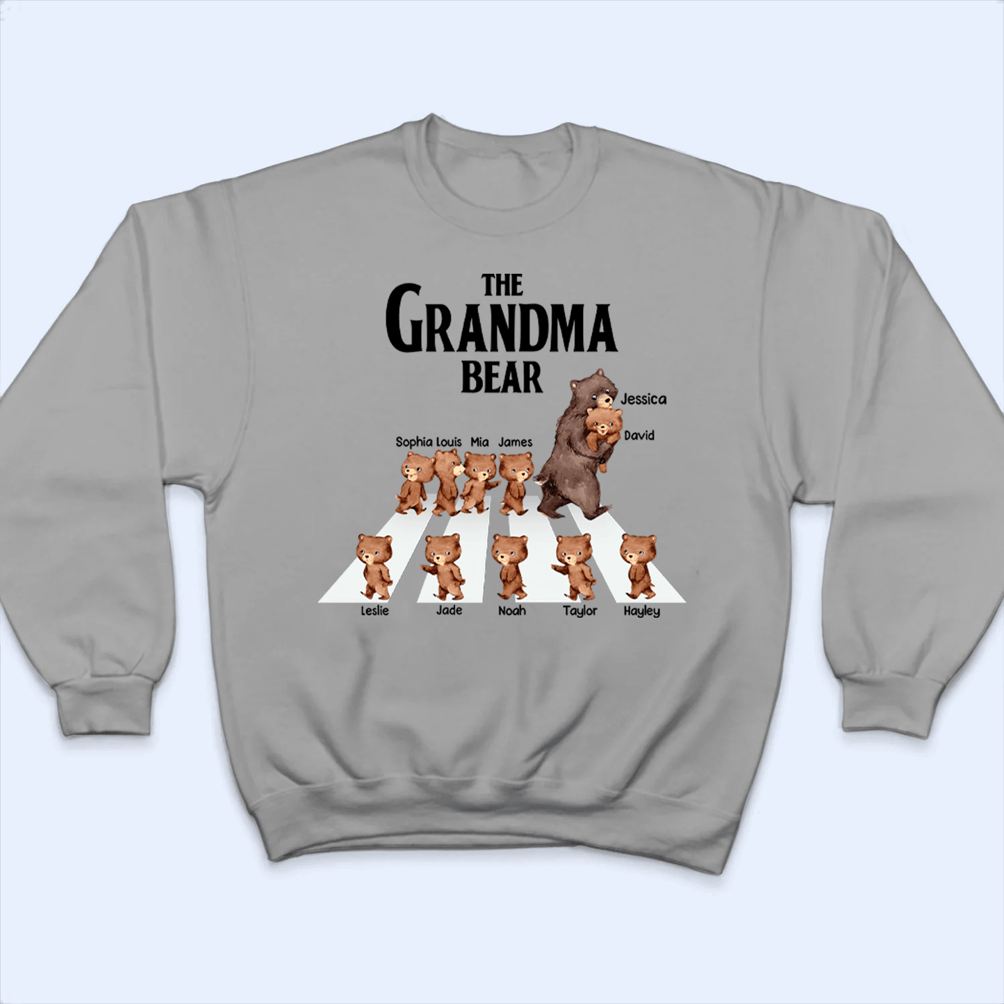 The Grandma Bear Custom Grandkids' Names - Personalized T Shirt - Birthday, Loving Gift for Grandma/Nana/Mimi, Mom, Wife, Grandparent