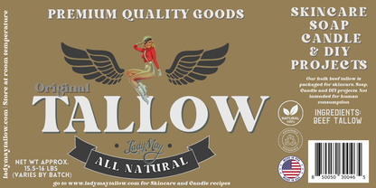 Unscented Beef Tallow - 16 Pounds | 100% Natural & Pure