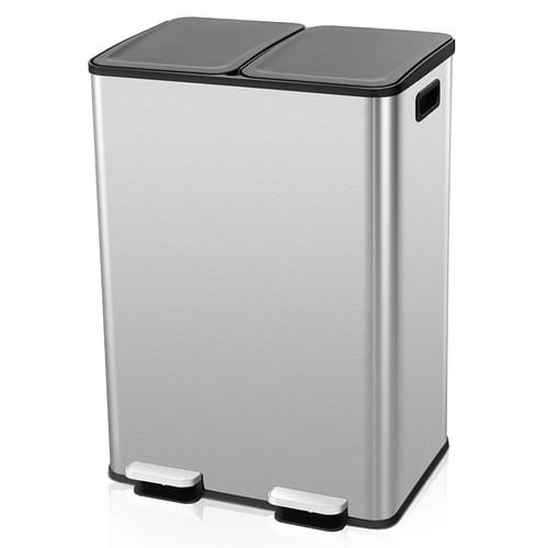 Dual 8-Gallon Step Trash Can Recycle Bin Food Waste Kitchen Compost | Kitchen [Metal] | Kitchen + Metal