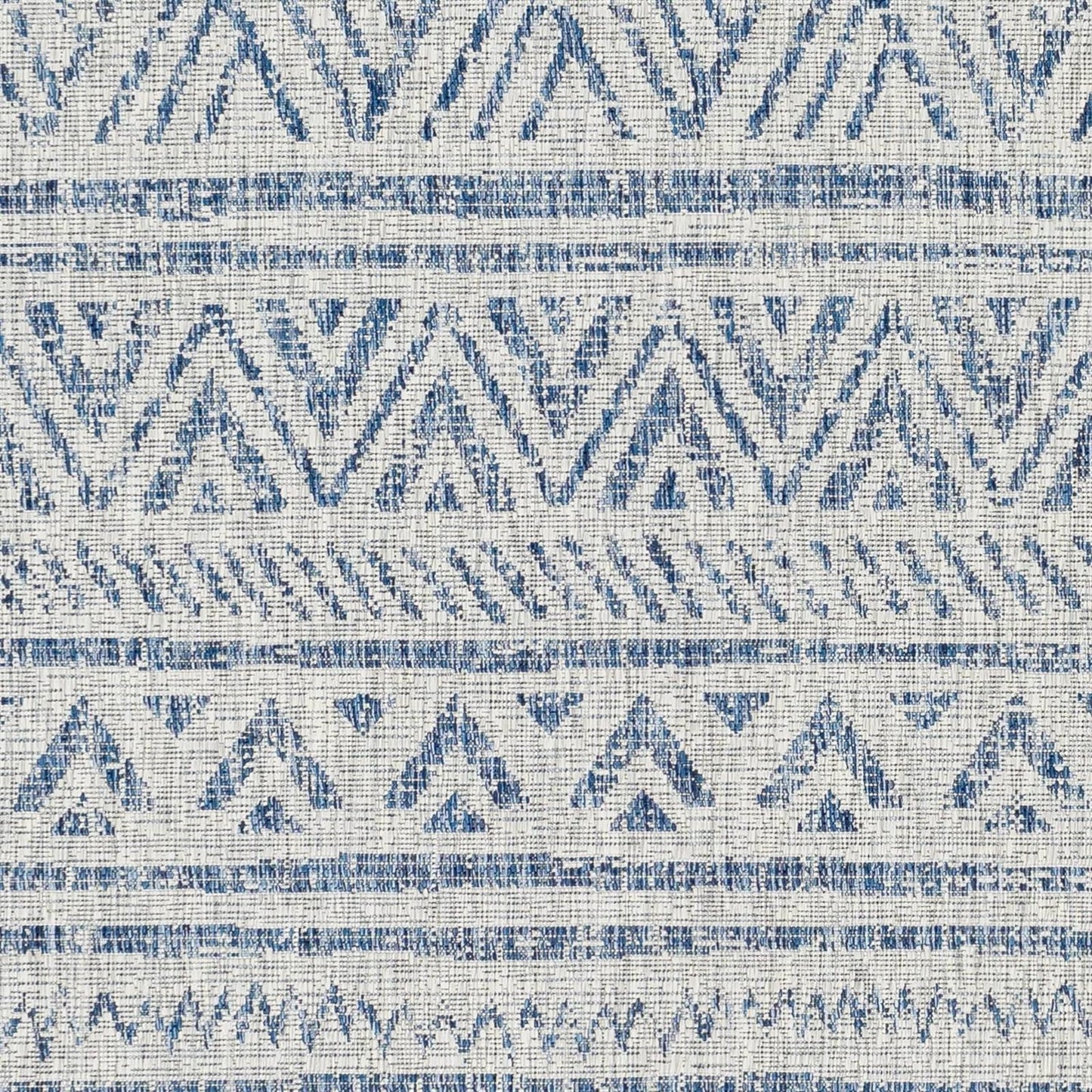 2 ft. x 3 ft. Blue Grey Chevron Coastal Boho Style Indoor Outdoor Area Rug