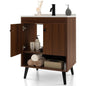 Mid-Century Modern Bathroom Vanity in Walnut Wood Finish with Sink