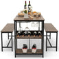 Modern Industrial 3-Piece Metal Wood Dining Set with 2 Benches | Kitchen + Metal