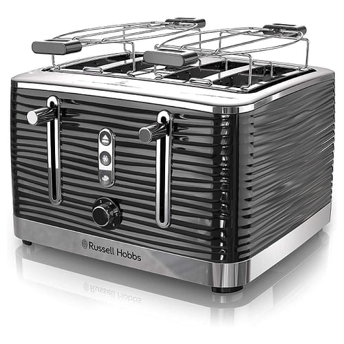 Russell Hobbs Retro Style 4 Slice Toaster in Black | Kitchen [ Metal] |Toasters |  Kitchen + Metal