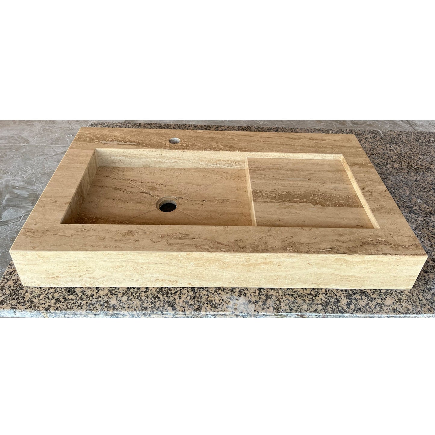 HANDCRAFTED CUSTOM TRAVERTINE SINK - 2 (TR-057)