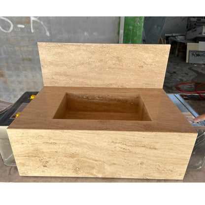 HANDCRAFTED CUSTOM TRAVERTINE SINK - 1