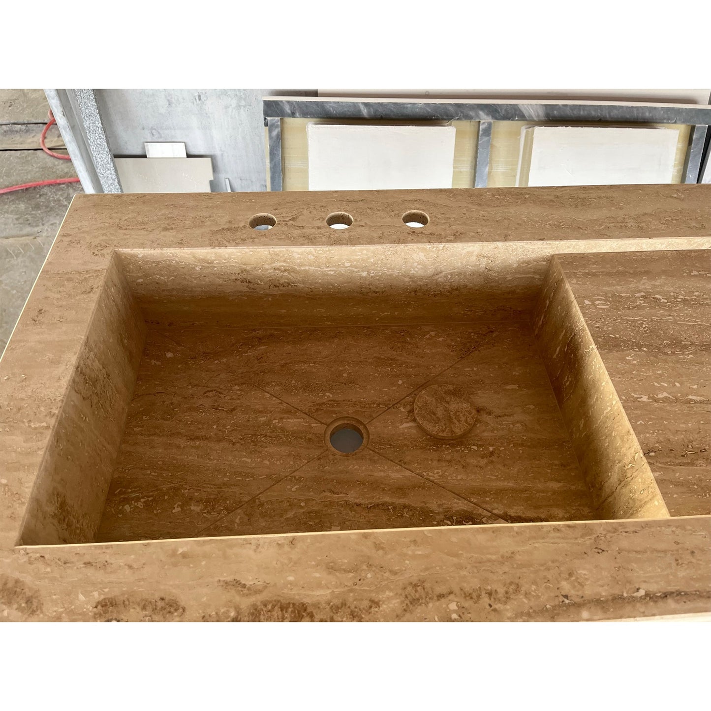 HANDCRAFTED CUSTOM TRAVERTINE SINK - 4 (TR-078)