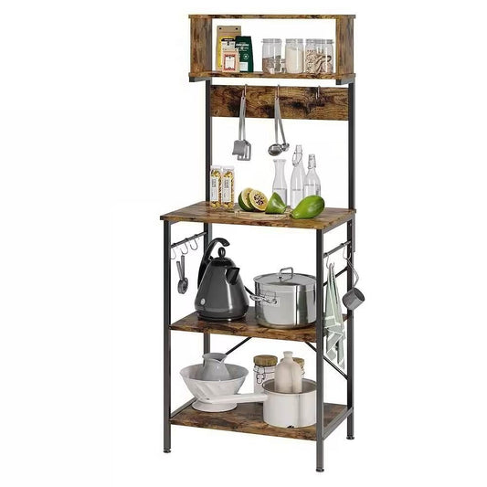 Industrial Modern Kitchen Metal Wood Shelf Bakers Rack Microwave Stand | Kitchen [Metal] | Kitchen + Metal