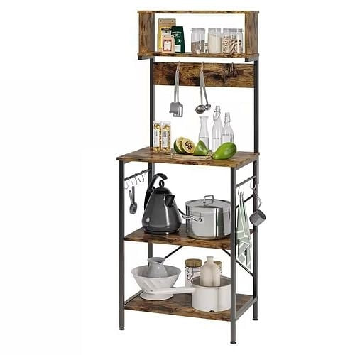 Industrial Modern Kitchen Metal Wood Shelf Bakers Rack Microwave Stand | Kitchen [Metal] | Kitchen + Metal