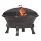 26-inch Outdoor Cast Iron Fire Pit with Mesh Cover and Poker in Bronze