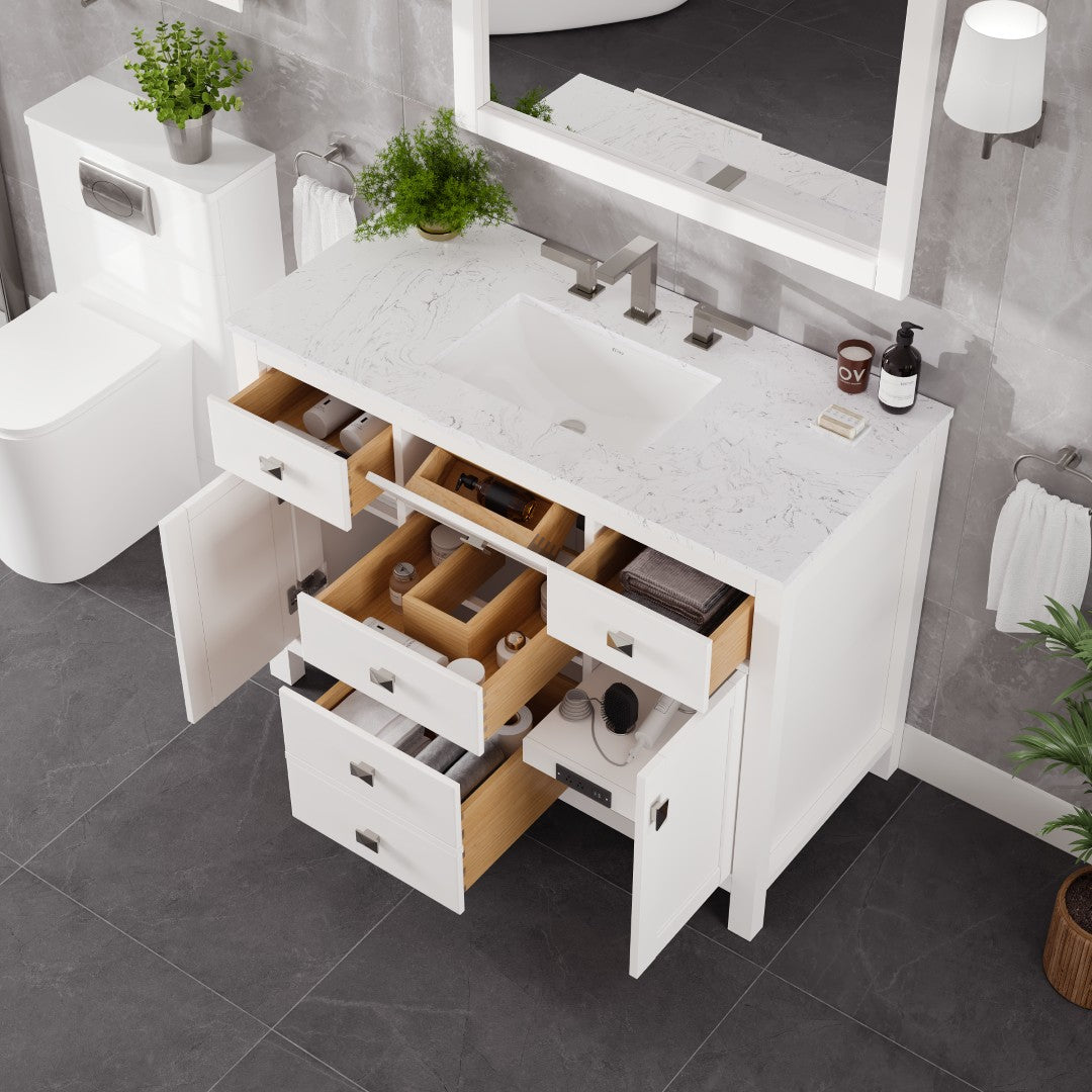 Eviva Artemis Bath Vanity with Engineered Stone Top & Undermount Porcelain Sink (42"-72")