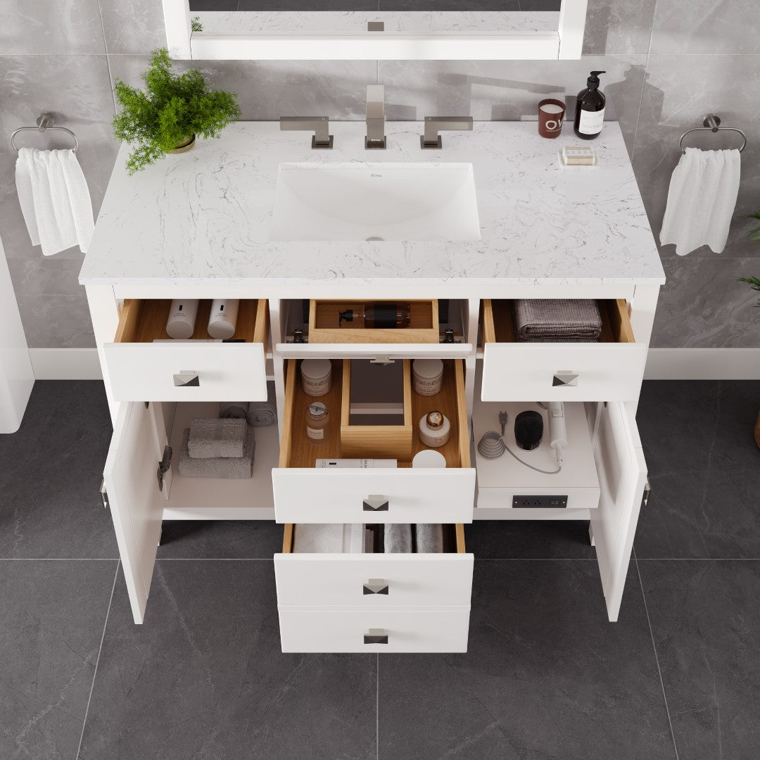 Eviva Artemis Bath Vanity with Engineered Stone Top & Undermount Porcelain Sink (42"-72")