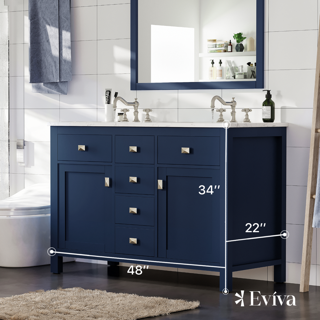 Eviva Artemis Bath Vanity with Engineered Stone Top & Undermount Porcelain Sink (42"-72")