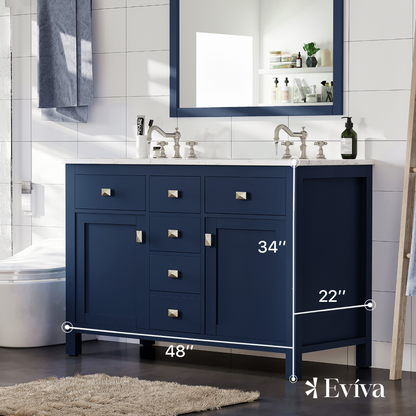 Eviva Artemis Bath Vanity with Engineered Stone Top & Undermount Porcelain Sink (42"-72")