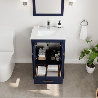 Eviva London Bath Vanity with Carrara Quartz Top and Undermount Porcelain Sink (20"-60")