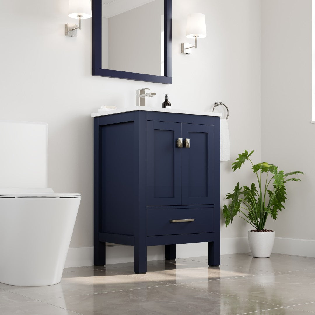 Eviva London Bath Vanity with Carrara Quartz Top and Undermount Porcelain Sink (20"-60")