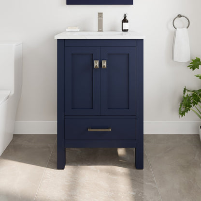 Eviva London Bath Vanity with Carrara Quartz Top and Undermount Porcelain Sink (20"-60")
