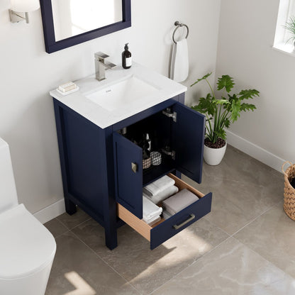 Eviva London Bath Vanity with Carrara Quartz Top and Undermount Porcelain Sink (20"-60")