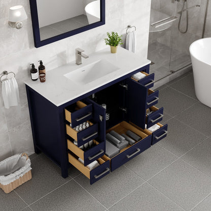 Eviva London Bath Vanity with Carrara Quartz Top and Undermount Porcelain Sink (20"-60")