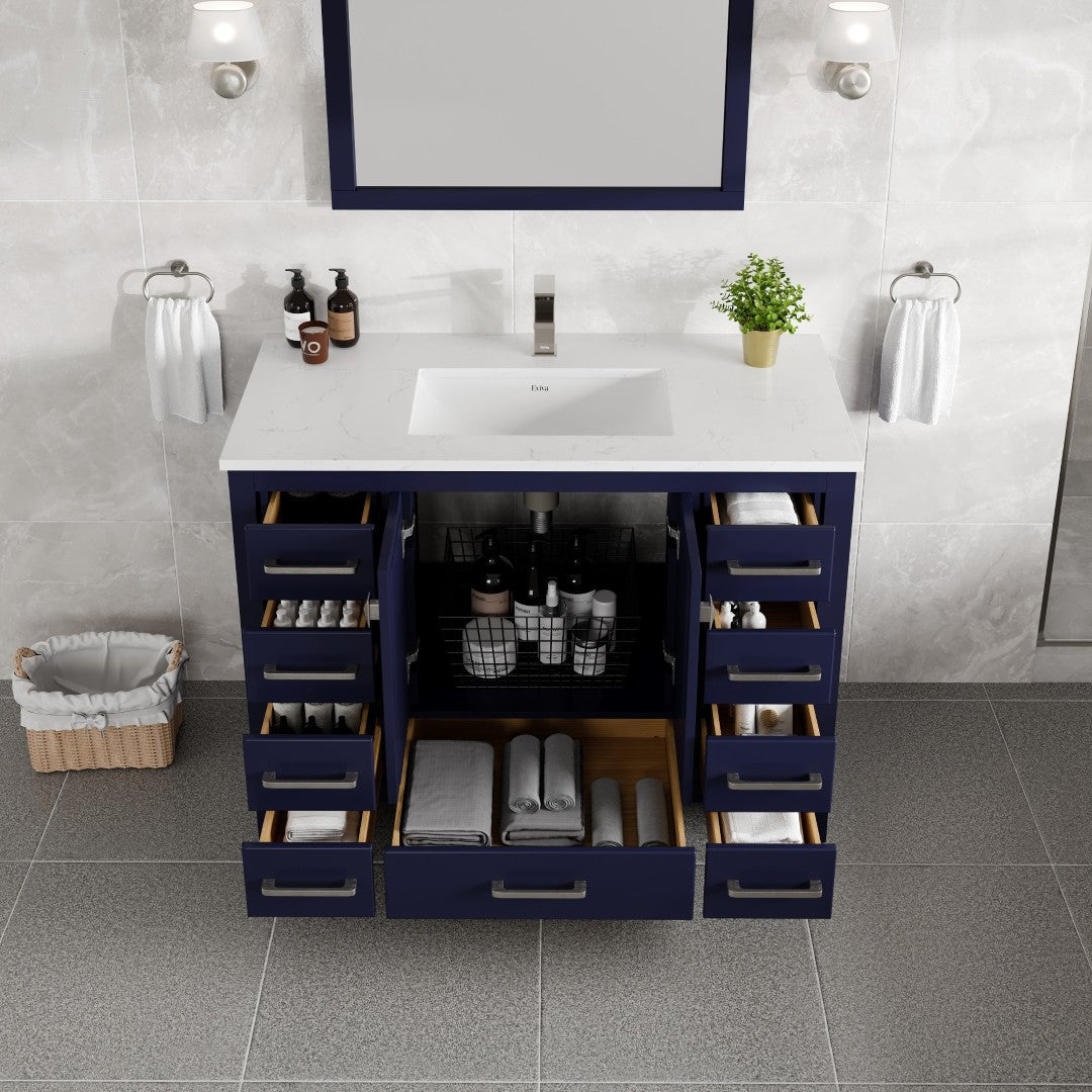 Eviva London Bath Vanity with Carrara Quartz Top and Undermount Porcelain Sink (20"-60")