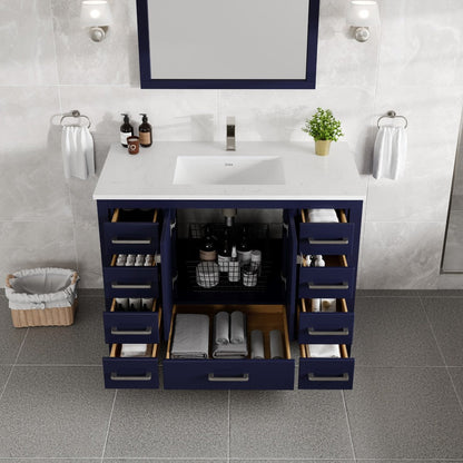 Eviva London Bath Vanity with Carrara Quartz Top and Undermount Porcelain Sink (20"-60")
