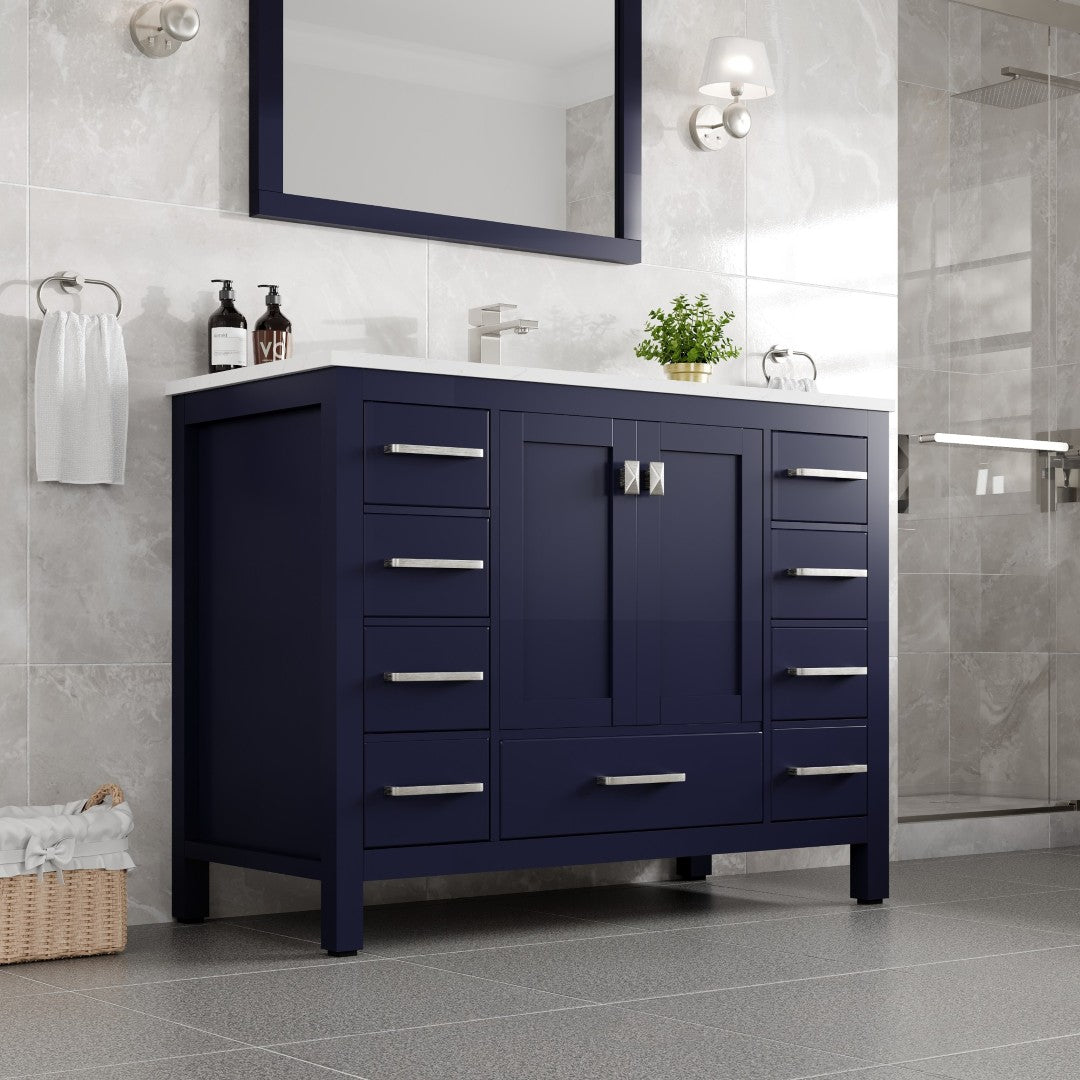 Eviva London Bath Vanity with Carrara Quartz Top and Undermount Porcelain Sink (20"-60")
