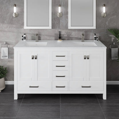 Eviva London Bath Vanity with Carrara Quartz Top and Undermount Porcelain Sink (20"-60")