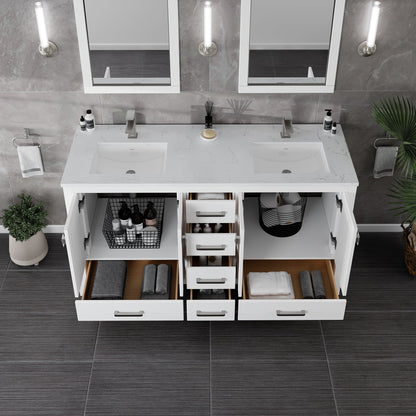 Eviva London Bath Vanity with Carrara Quartz Top and Undermount Porcelain Sink (20"-60")
