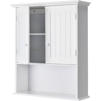 Bathroom Wall Mount Medicine Cabinet with Open Storage Shelf in White