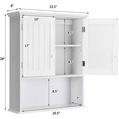 Bathroom Wall Mount Medicine Cabinet with Open Storage Shelf in White