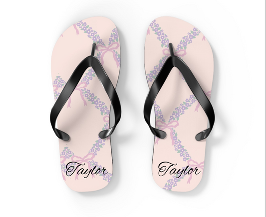 Customizable: Charming Floral Flip Flops, Summer Sandals, Beachwear, Vacation Footwear, Gift for Her, Casual Summer Fashion